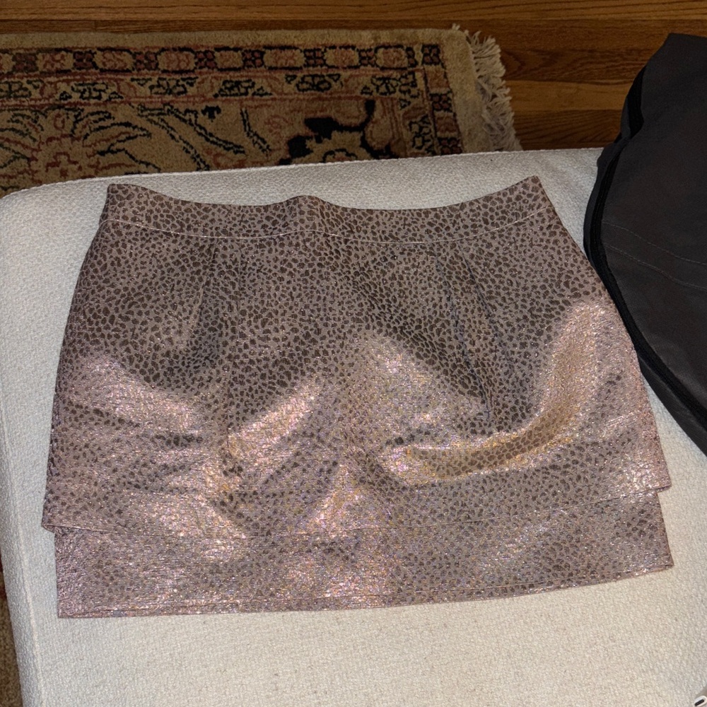 Express Shimmering Tan Mini Skirt
